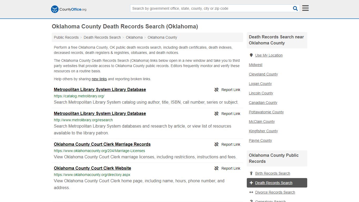 Oklahoma County Death Records Search (Oklahoma) - County Office
